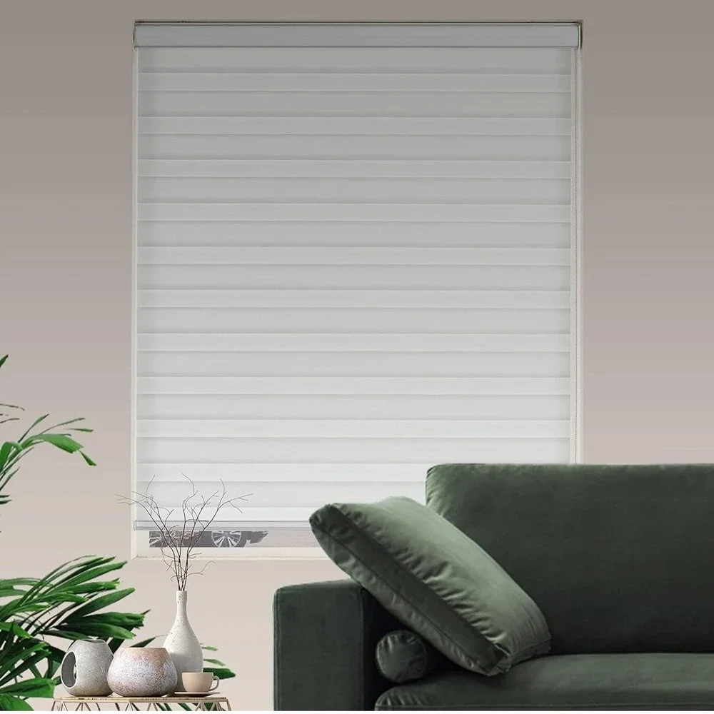 Jiangpin Zebra‎ Roller Blinds Shades 32x72 White Double Layered Light Filtering